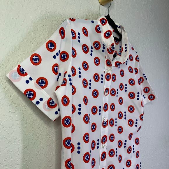 PYKETTES Blouse Top Med/LG Vintage Button Down Novelty 4th of July Retro 70's - Picture 6 of 10